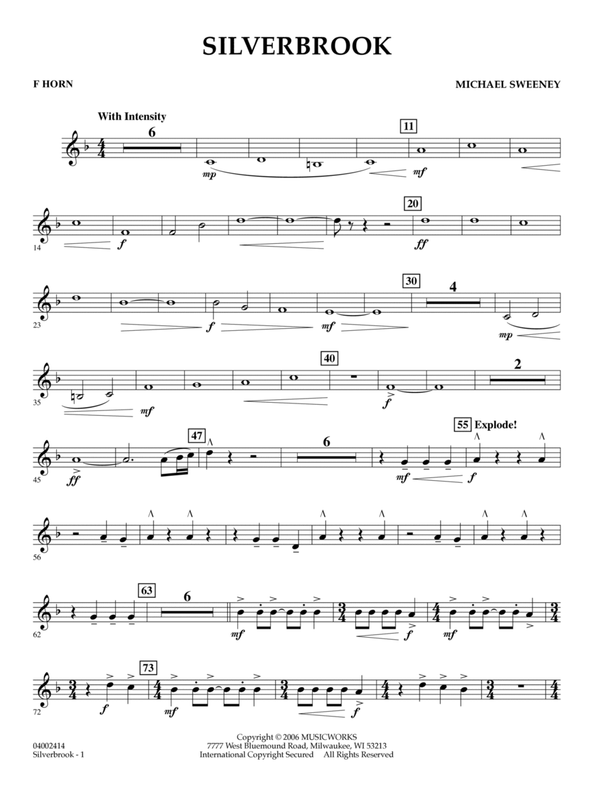 Silverbrook - F Horn Silverbrook - F Horn Horn scores gallery preview page 1