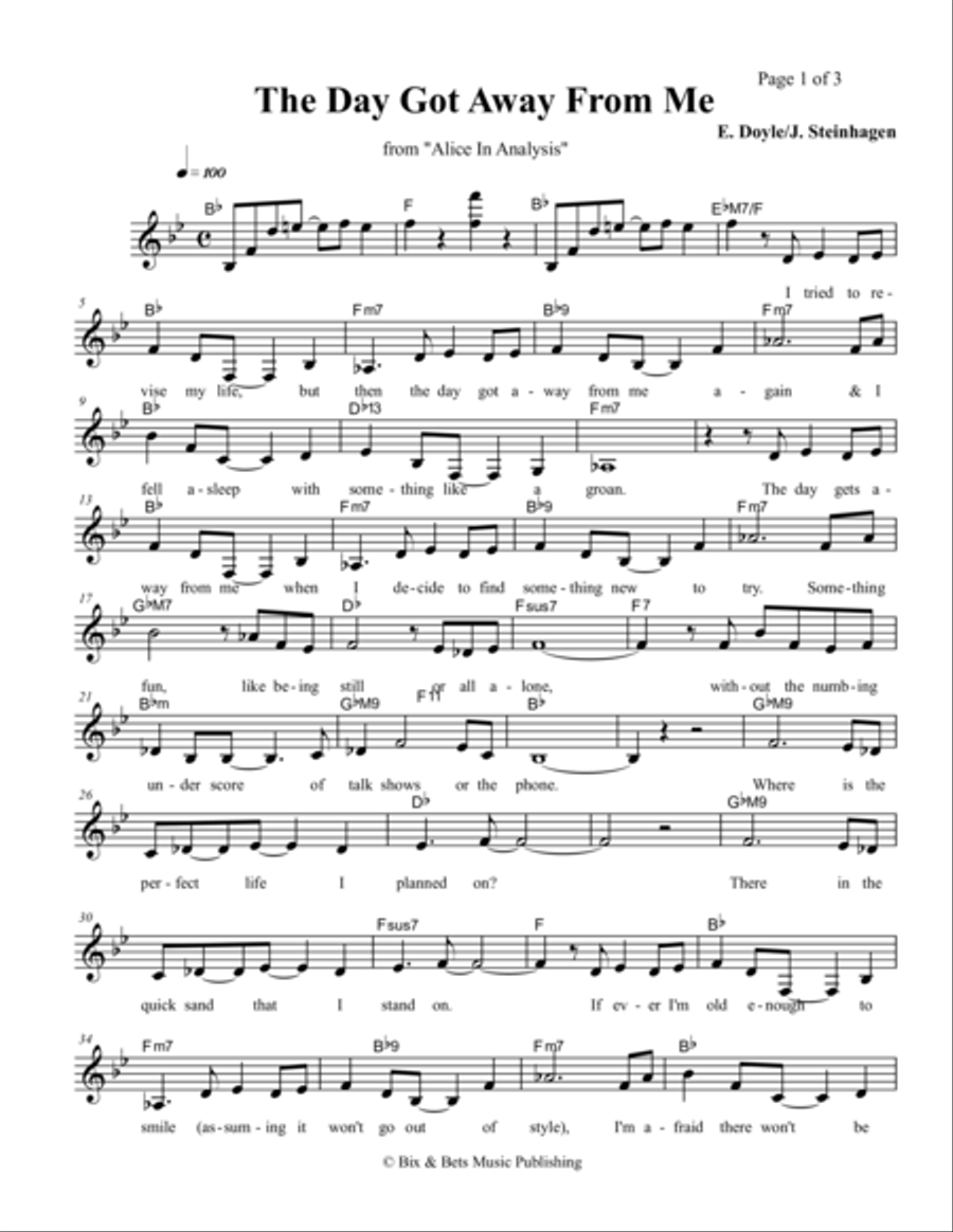 The Day Got Away From Me Voice scores gallery preview page 1