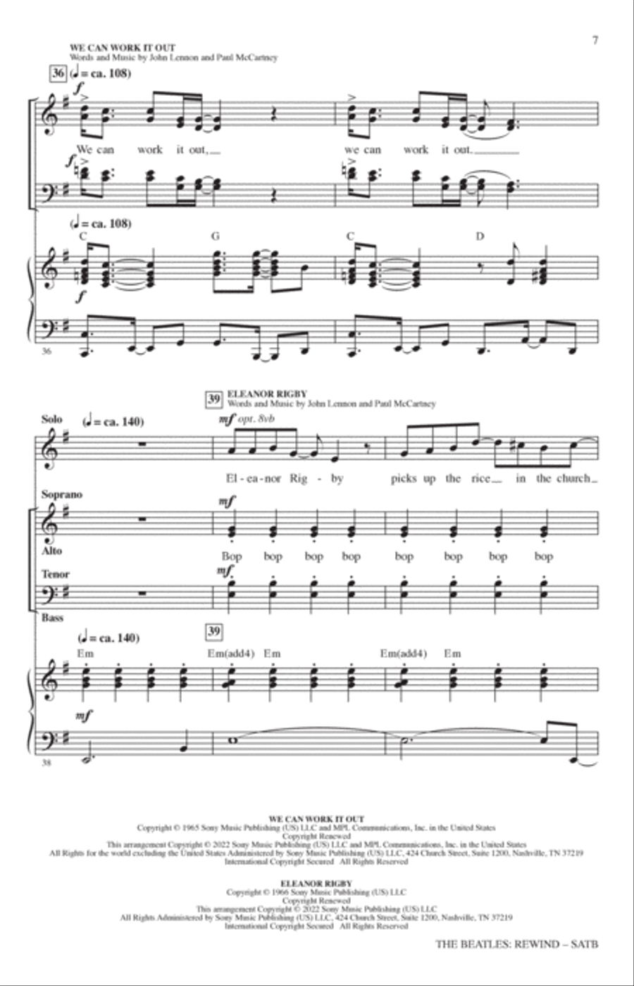 The Beatles: Rewind (Medley) (arr. Mark Brymer) 4-Part scores gallery preview page 6