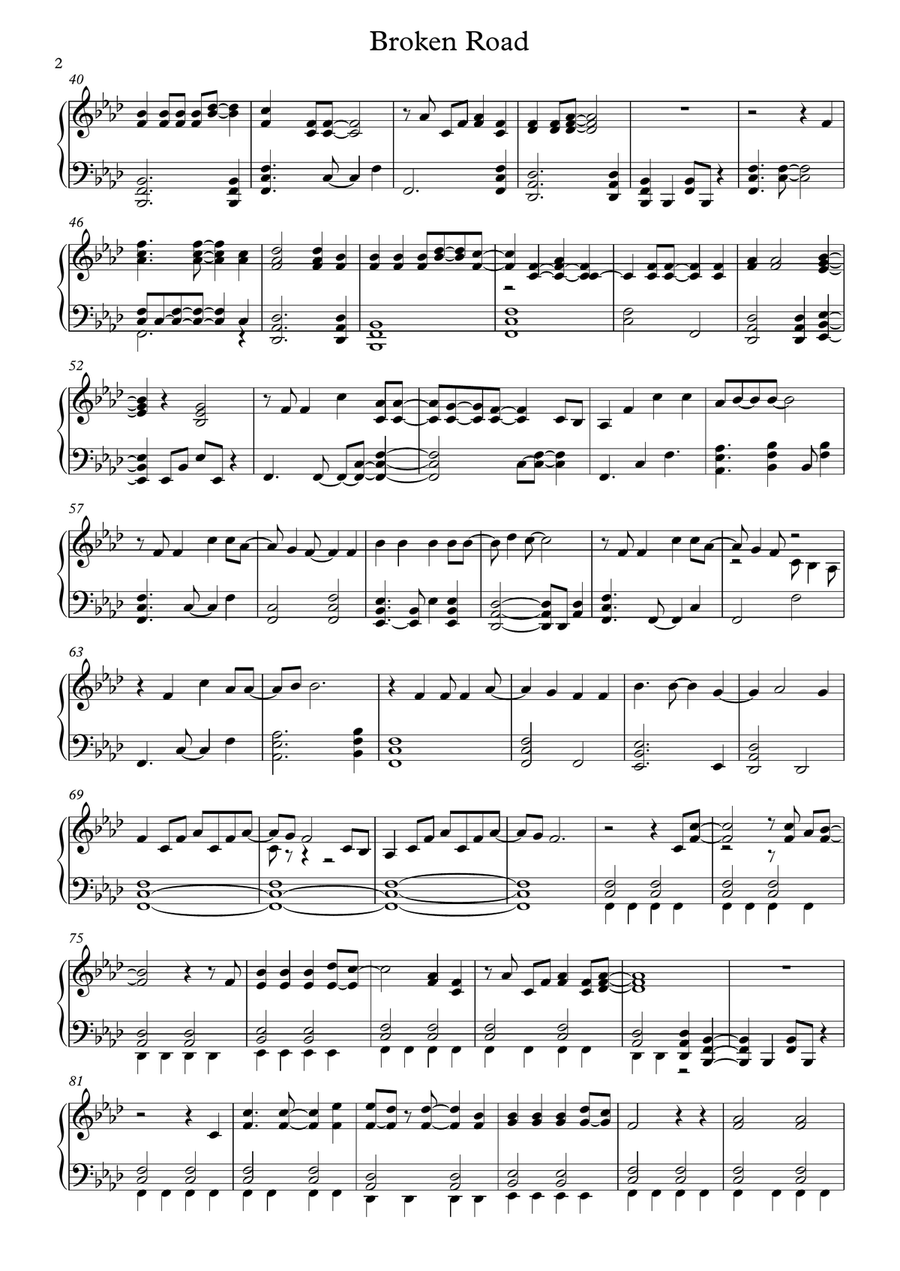 Broken Road Piano Solo scores gallery preview page 2