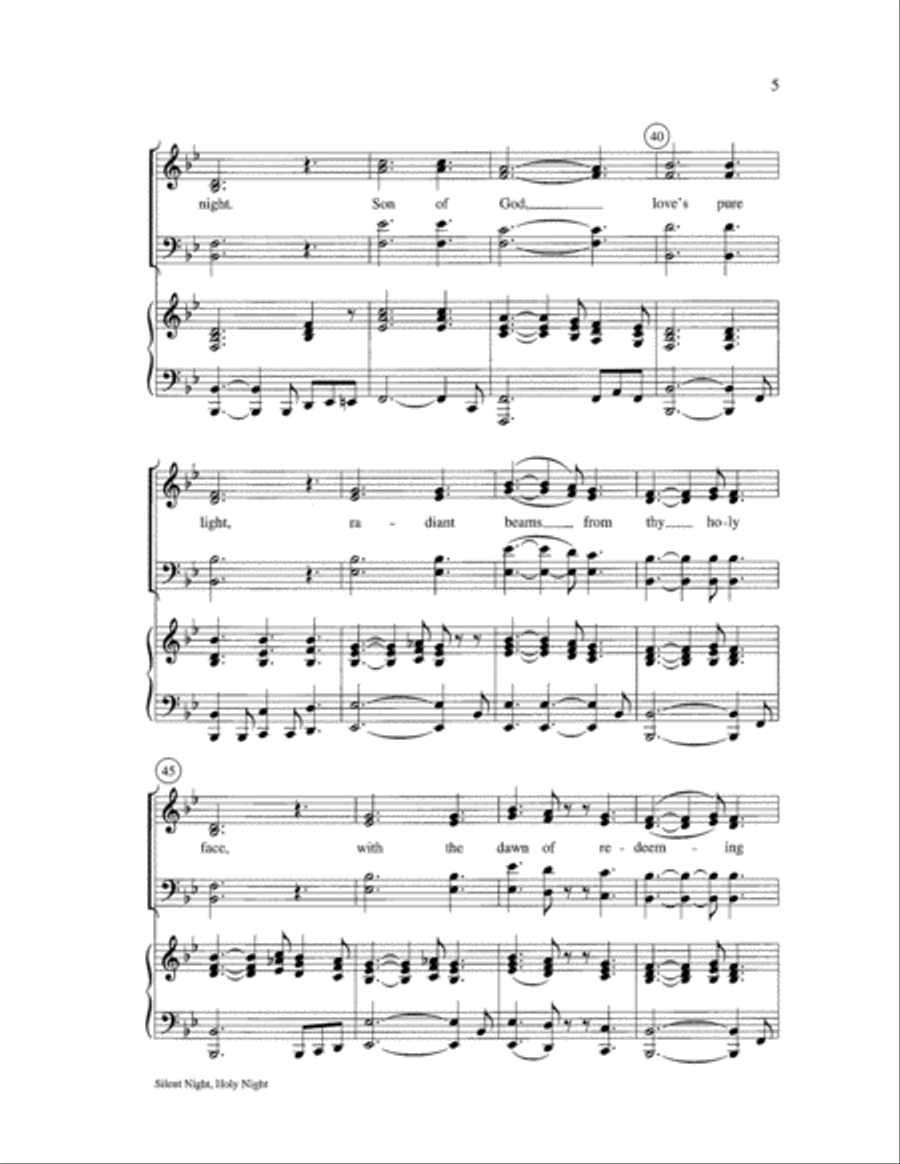 Silent Night, Holy Night Choir scores gallery preview page 5