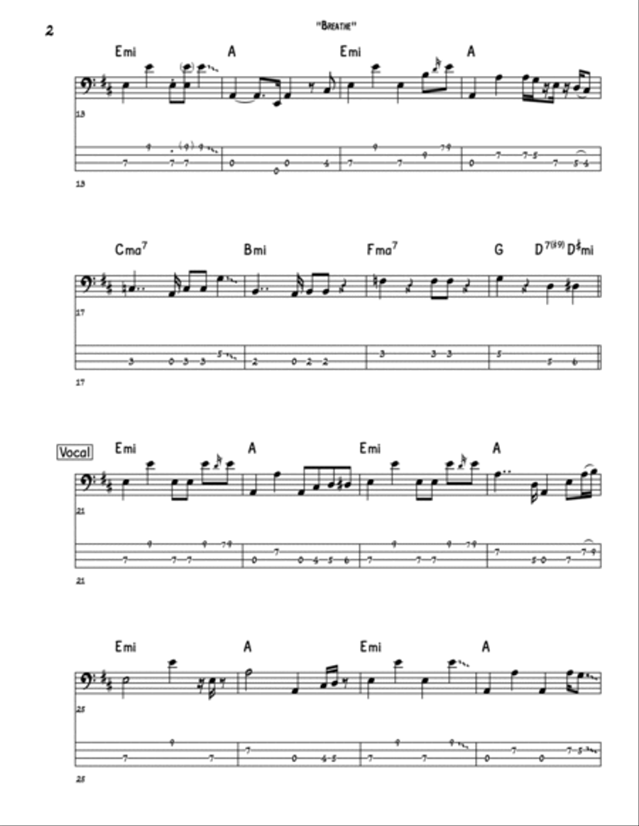 Breathe Bass Guitar scores gallery preview page 2