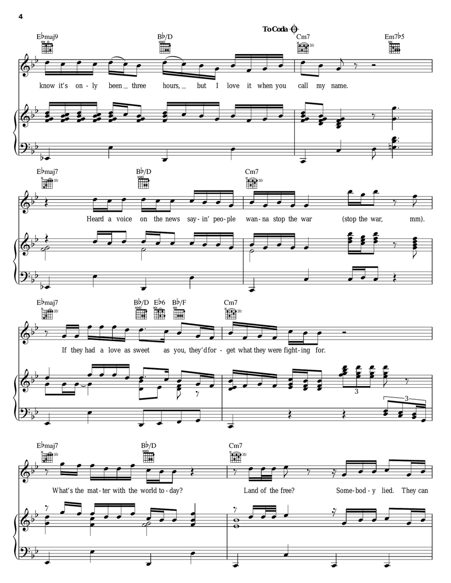 Call My Name Piano, Vocal, Guitar scores gallery preview page 4