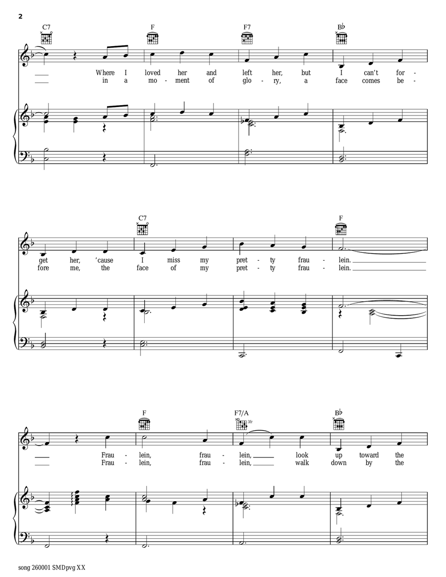 Fraulein Piano, Vocal, Guitar scores gallery preview page 2