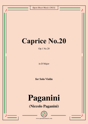 Paganini-Caprice No.20,Op.1 No.20,in D Major,for Solo Violin