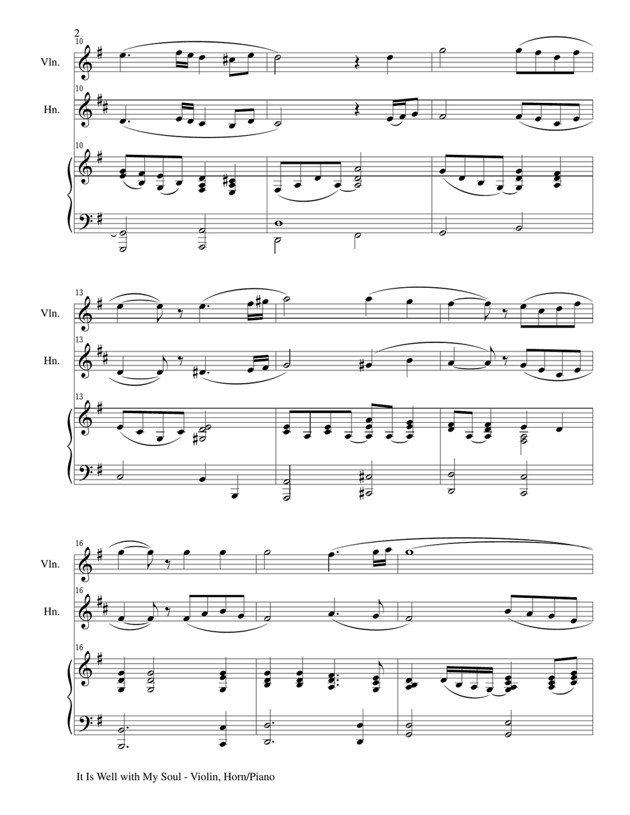 IT IS WELL WITH MY SOUL (Trio - Violin, Horn, Piano with Score and Parts) Small Ensemble scores gallery preview page 2