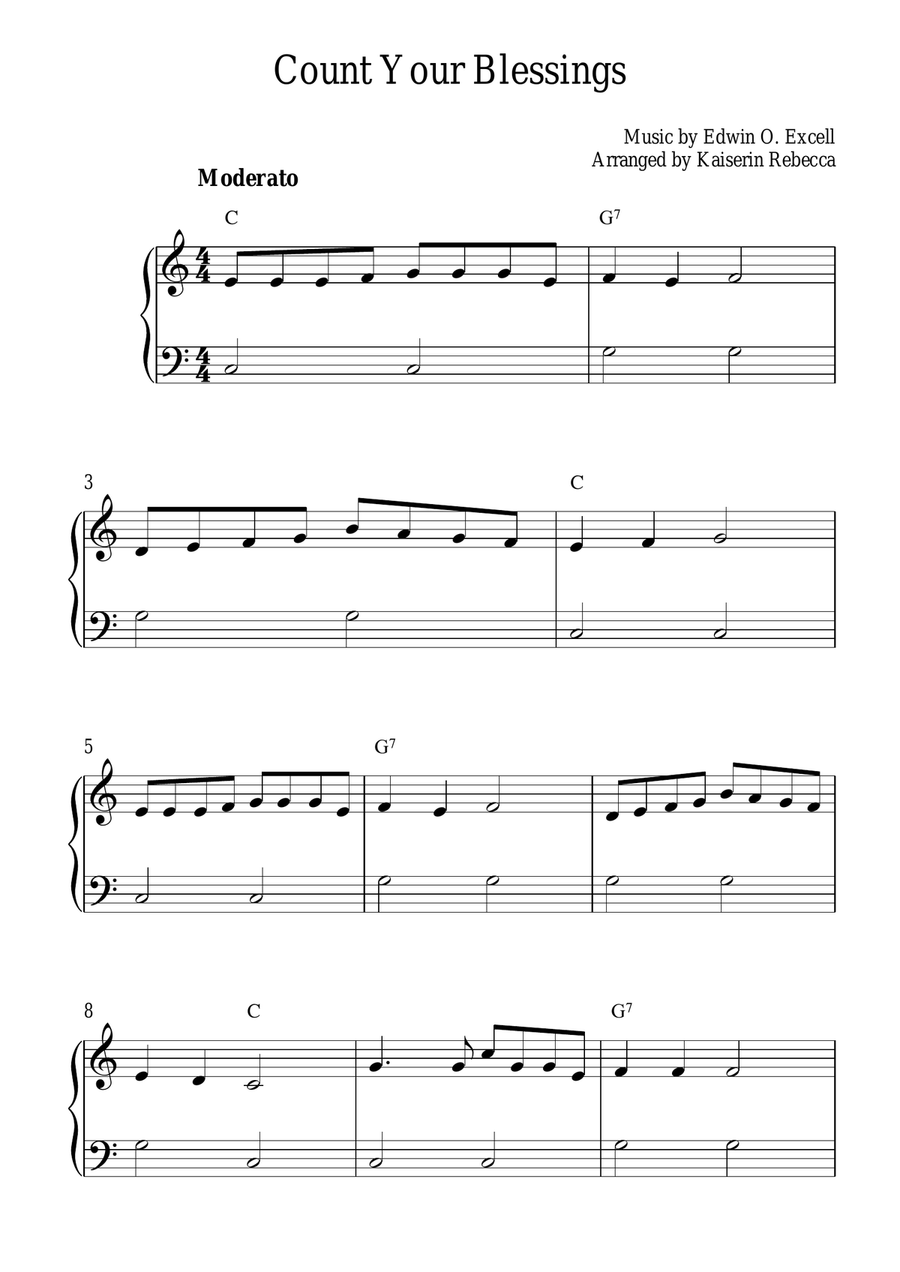 Count Your Blessings (easy piano solo with chords) Piano Method scores gallery preview page 1