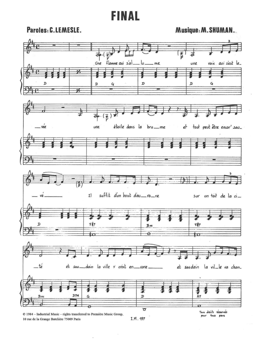 Final Piano, Vocal scores gallery preview page 1