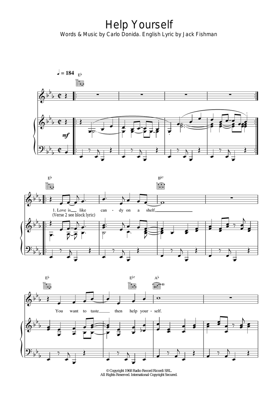 Help Yourself Piano, Vocal, Guitar scores gallery preview page 1