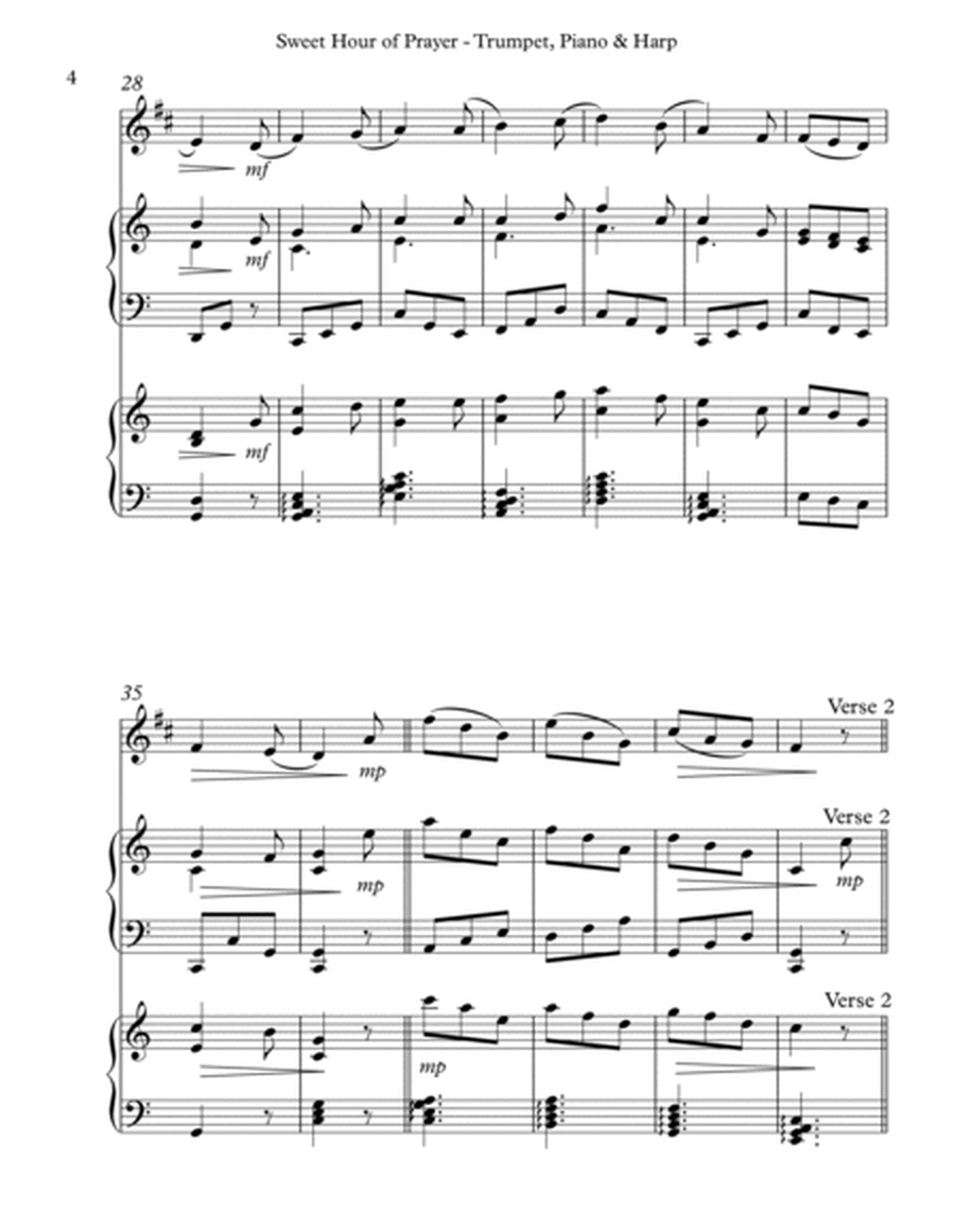 Sweet Hour of Prayer, Trio for Bb Trumpet, Piano & Harp image number null