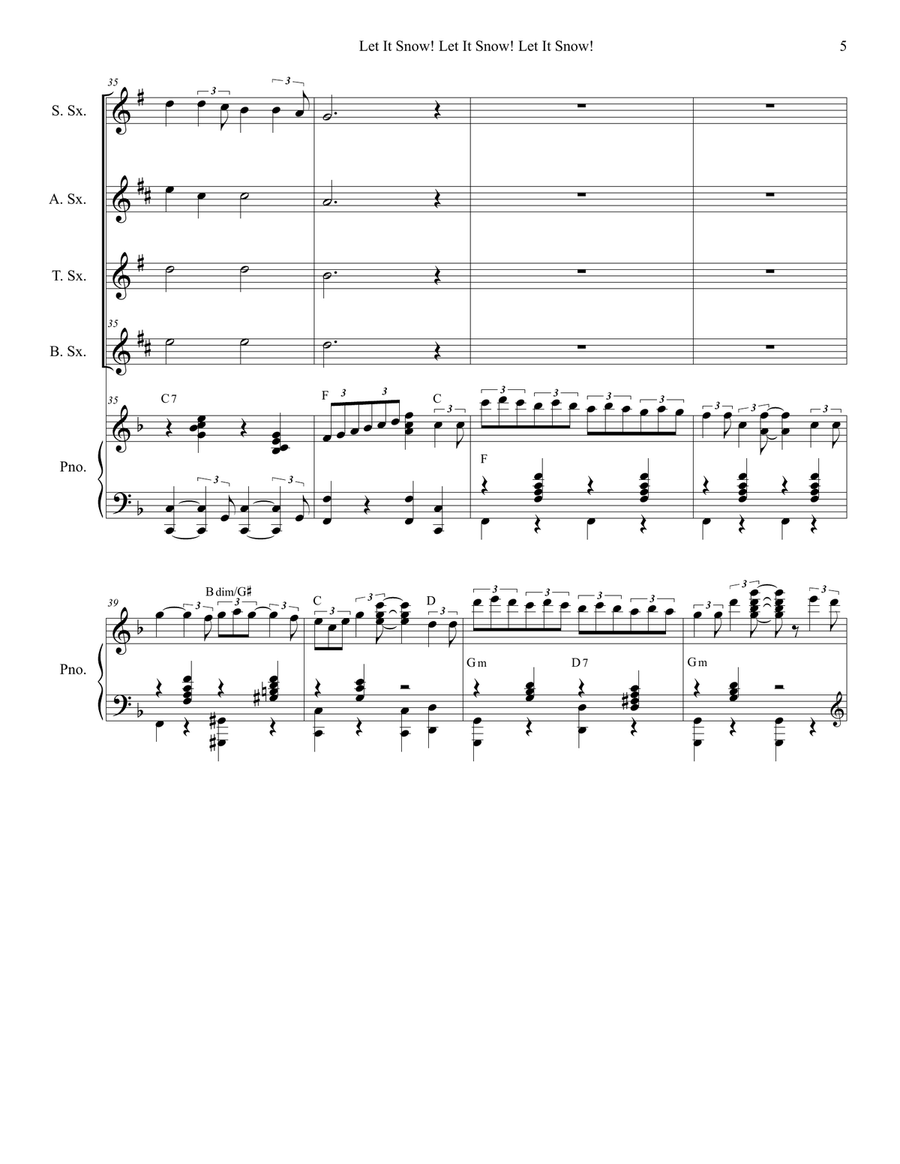 Let It Snow! Let It Snow! Let It Snow! Saxophone Quartet scores gallery preview page 5
