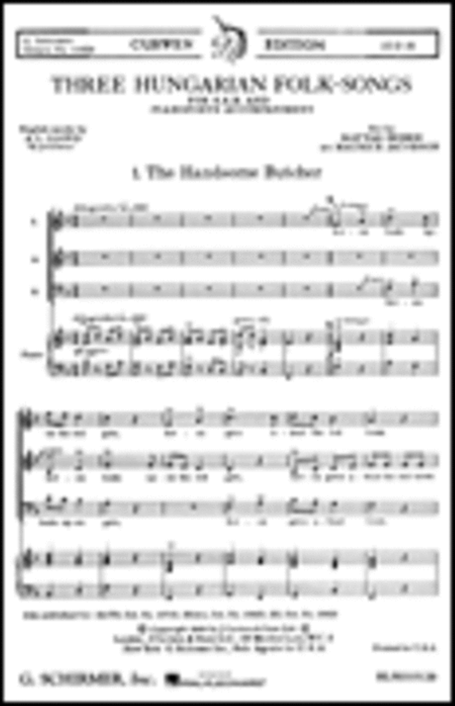 Three Hungarian Folk Songs 4-Part scores gallery preview page 1
