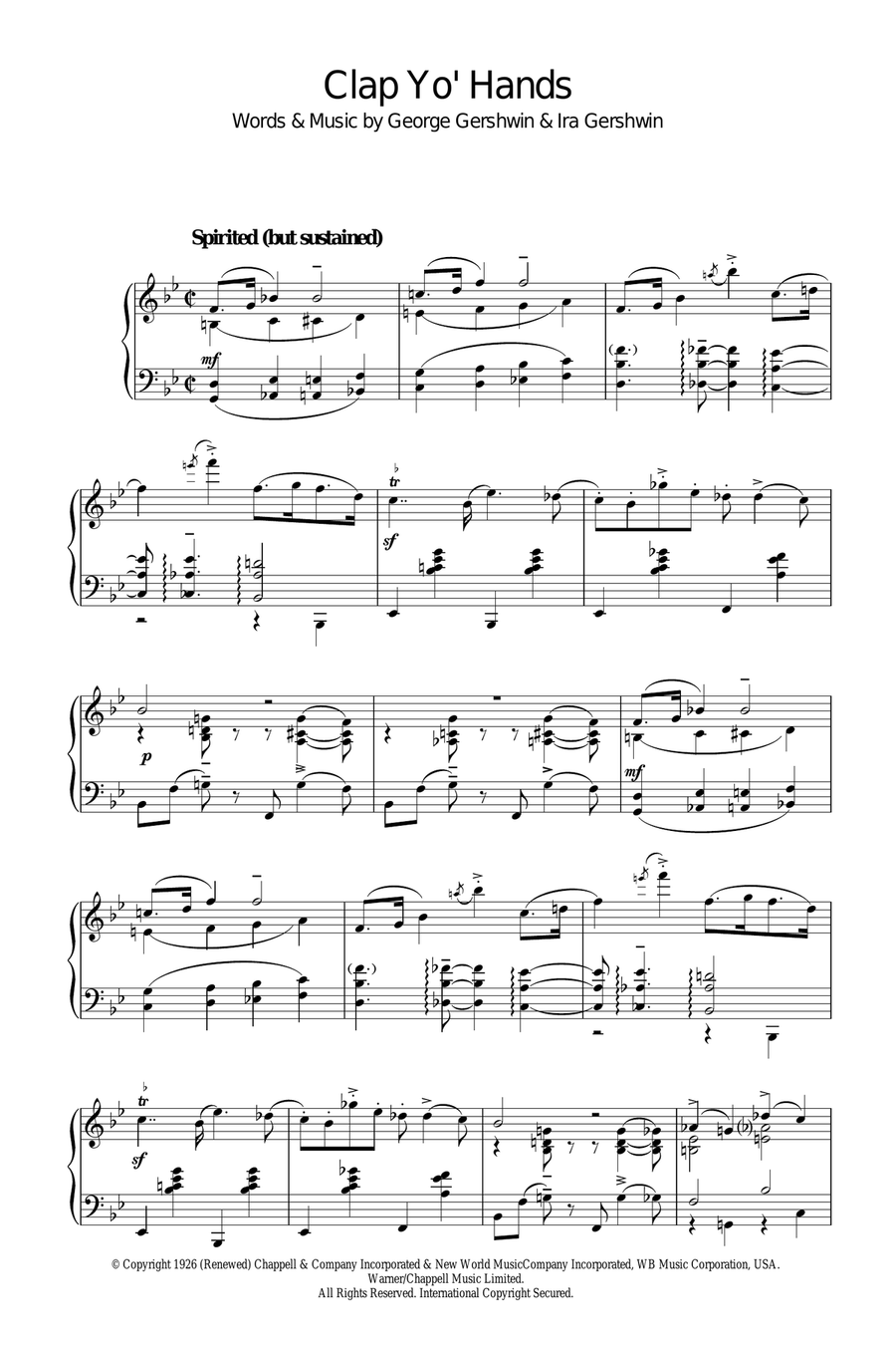 Clap Yo' Hands Piano Solo scores gallery preview page 1