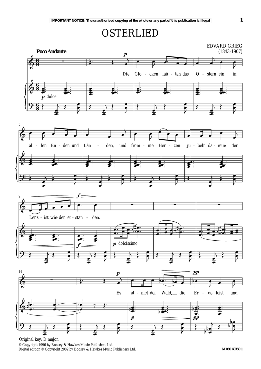 Osterlied Piano, Vocal scores gallery preview page 1
