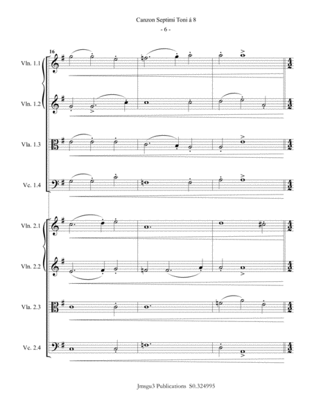 Gabrieli: Canzon Septimi Toni Ch. 172 for Double String Quartet image number null