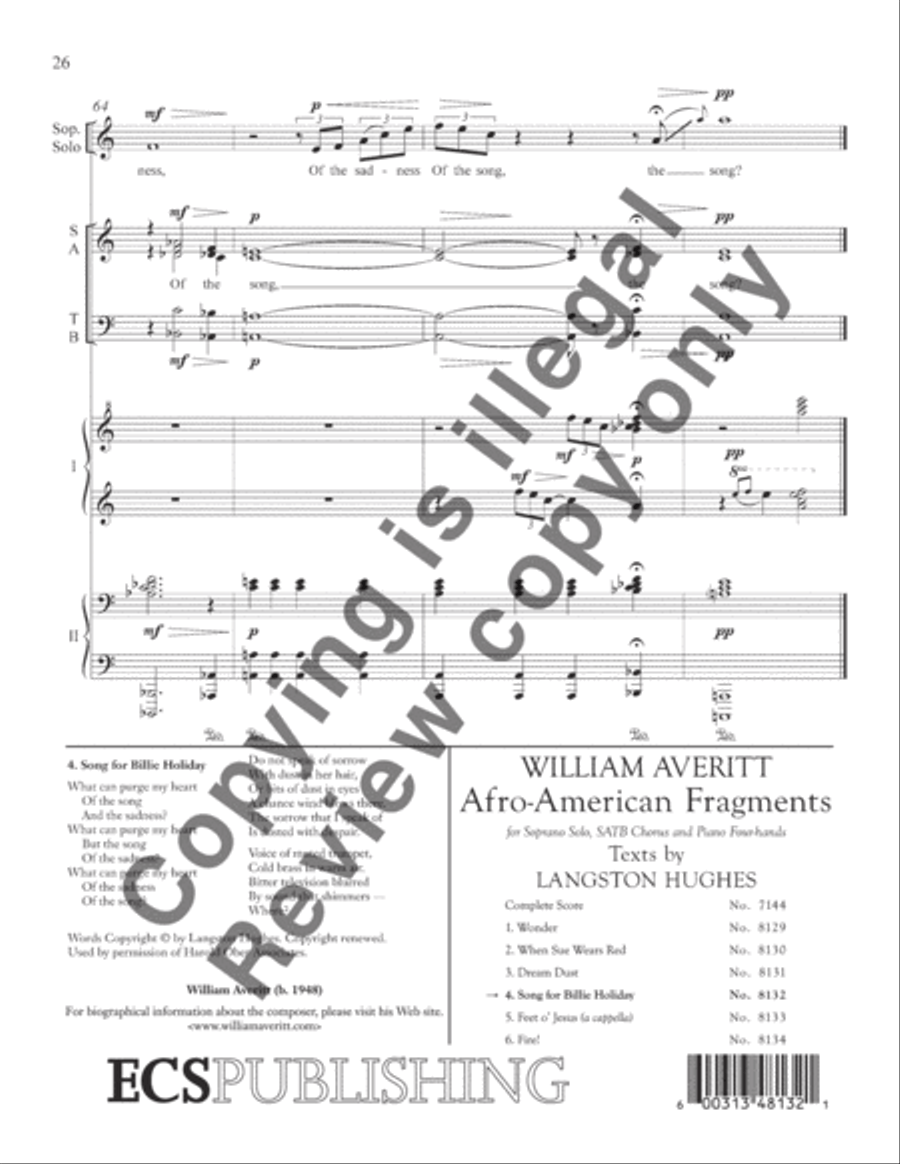 Afro-American Fragments: 4. Song for Billie Holiday 4-Part scores gallery preview page 13