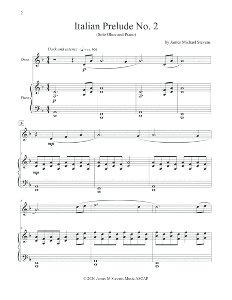 Italian Prelude No. 2 - Oboe & Piano Piano scores gallery preview page 2