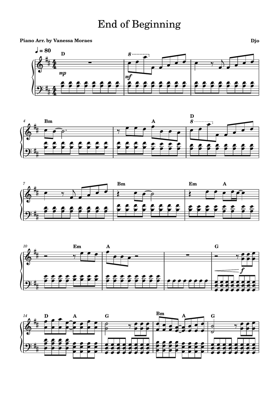 End Of Beginning Piano Solo scores gallery preview page 1