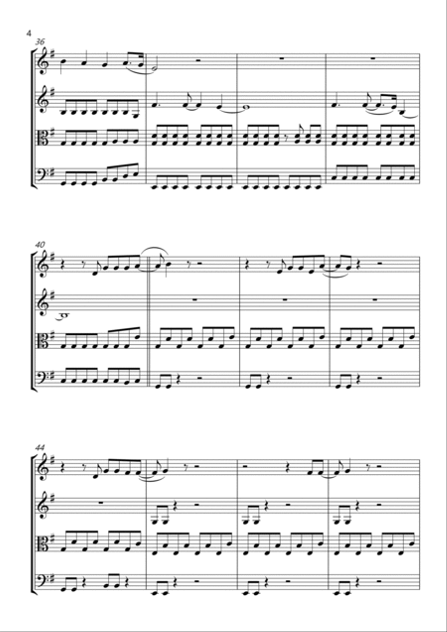 Sex On Fire String Quartet scores gallery preview page 4
