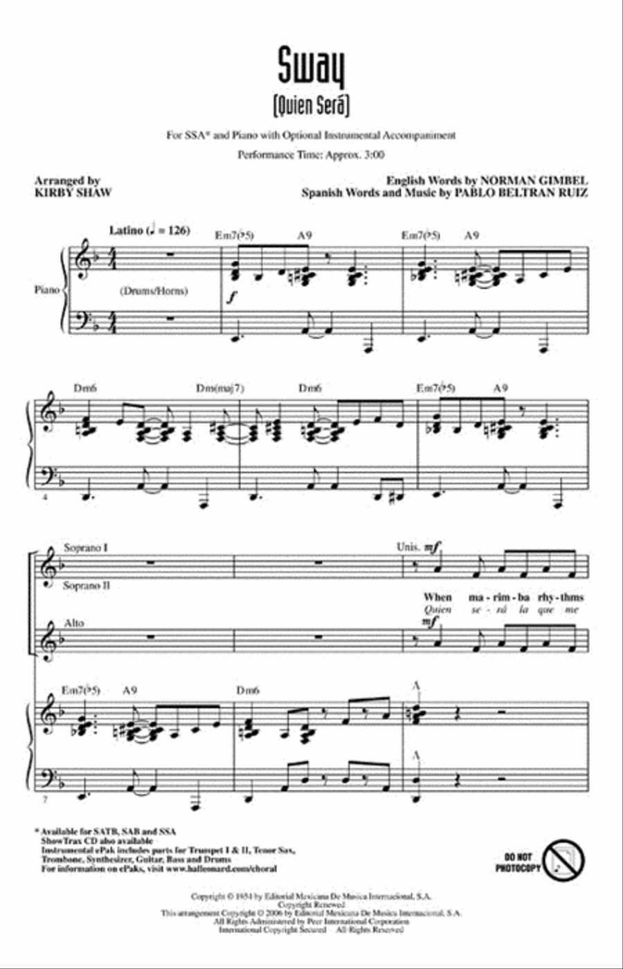 Sway (Quien Será) SSA scores gallery preview page 2