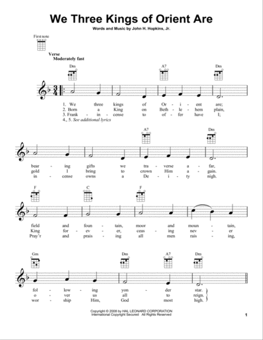 We Three Kings Of Orient Are Ukulele scores gallery preview page 1