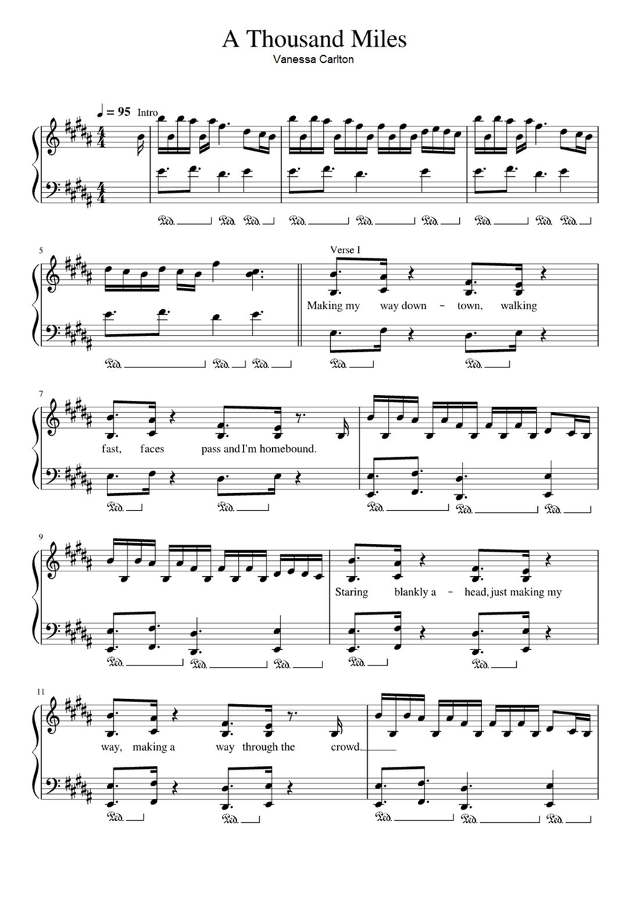 A Thousand Miles Easy Piano scores gallery preview page 1