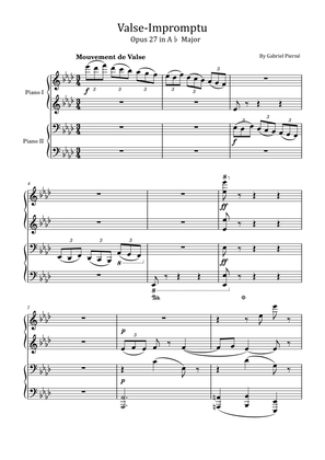 Valse-Impromptu Opus 27 in A♭ Major – Gabriel Pierné - for Piano four hands