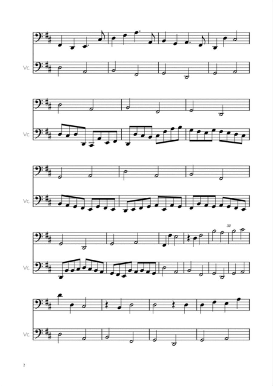 Canon in D Easy Cello Duet Canon in D Easy Cello Duet String Duet scores gallery preview page 2
