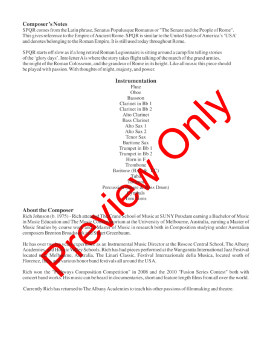 SPQR (Senatus Populusque Romanus ) Concert Band scores gallery preview page 3