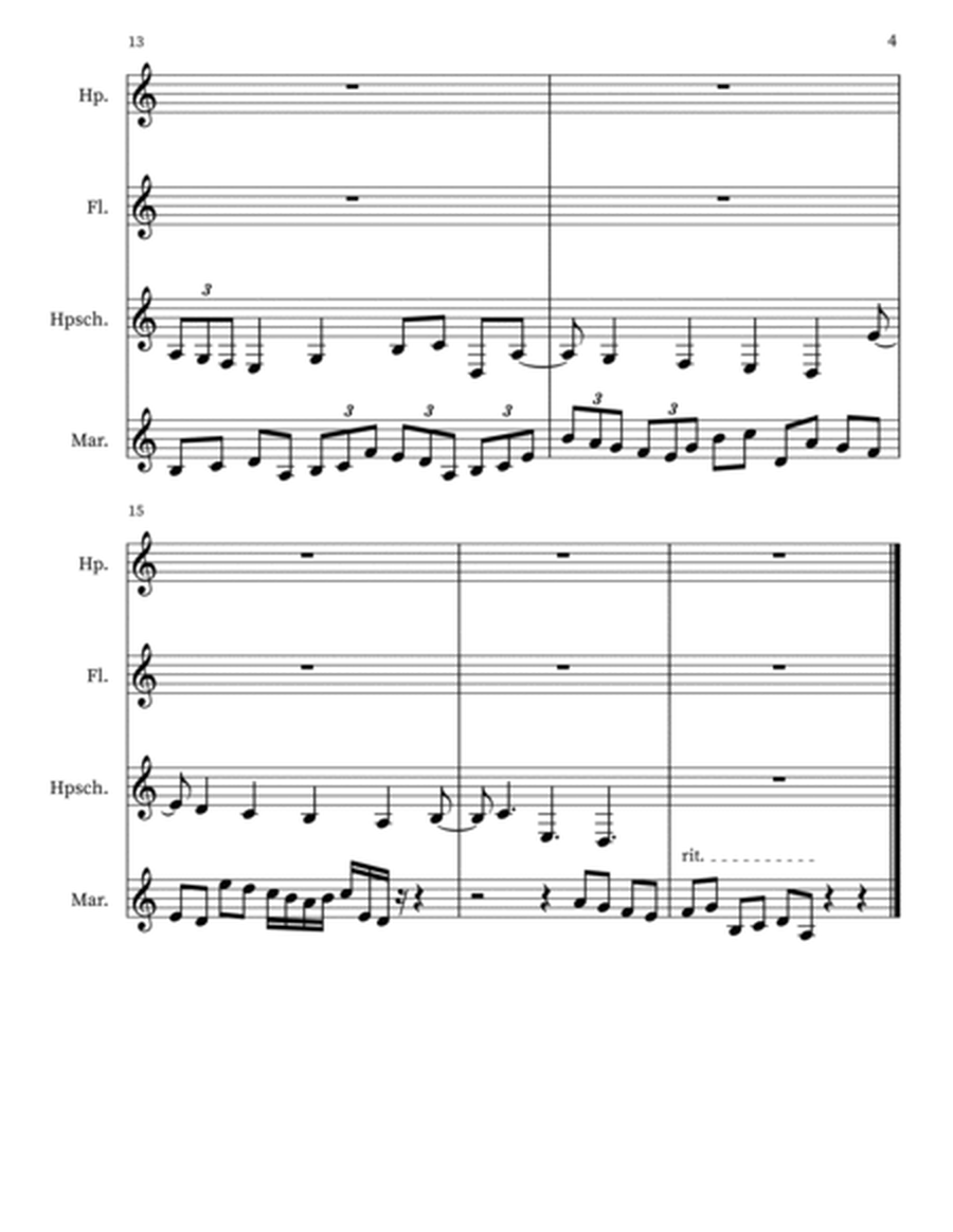 Ambrosia 11 for Harp, Flute, Harpsichord, Marimba
