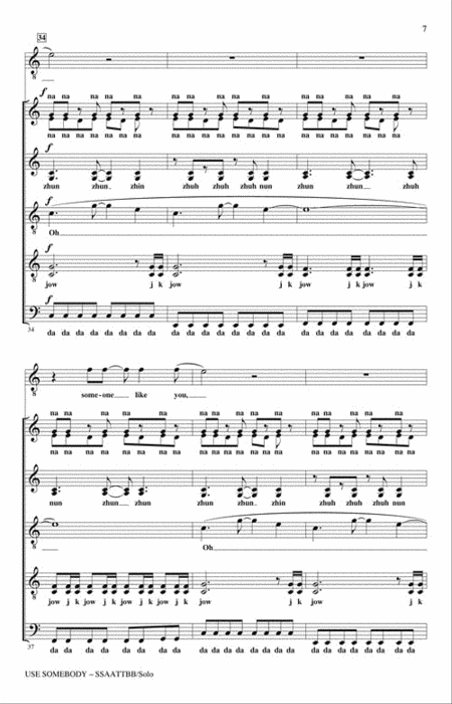 Use Somebody SSAATTBB scores gallery preview page 3