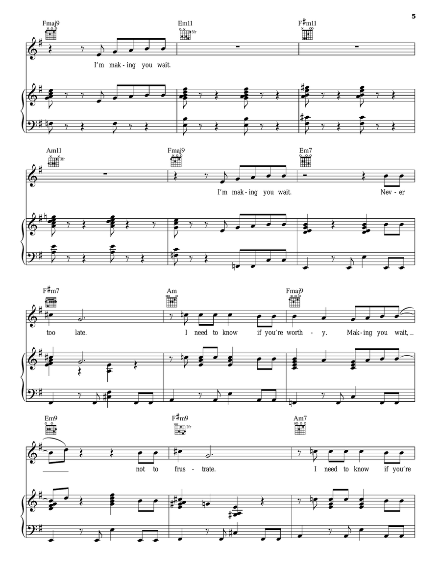 Making You Wait Piano, Vocal, Guitar scores gallery preview page 5