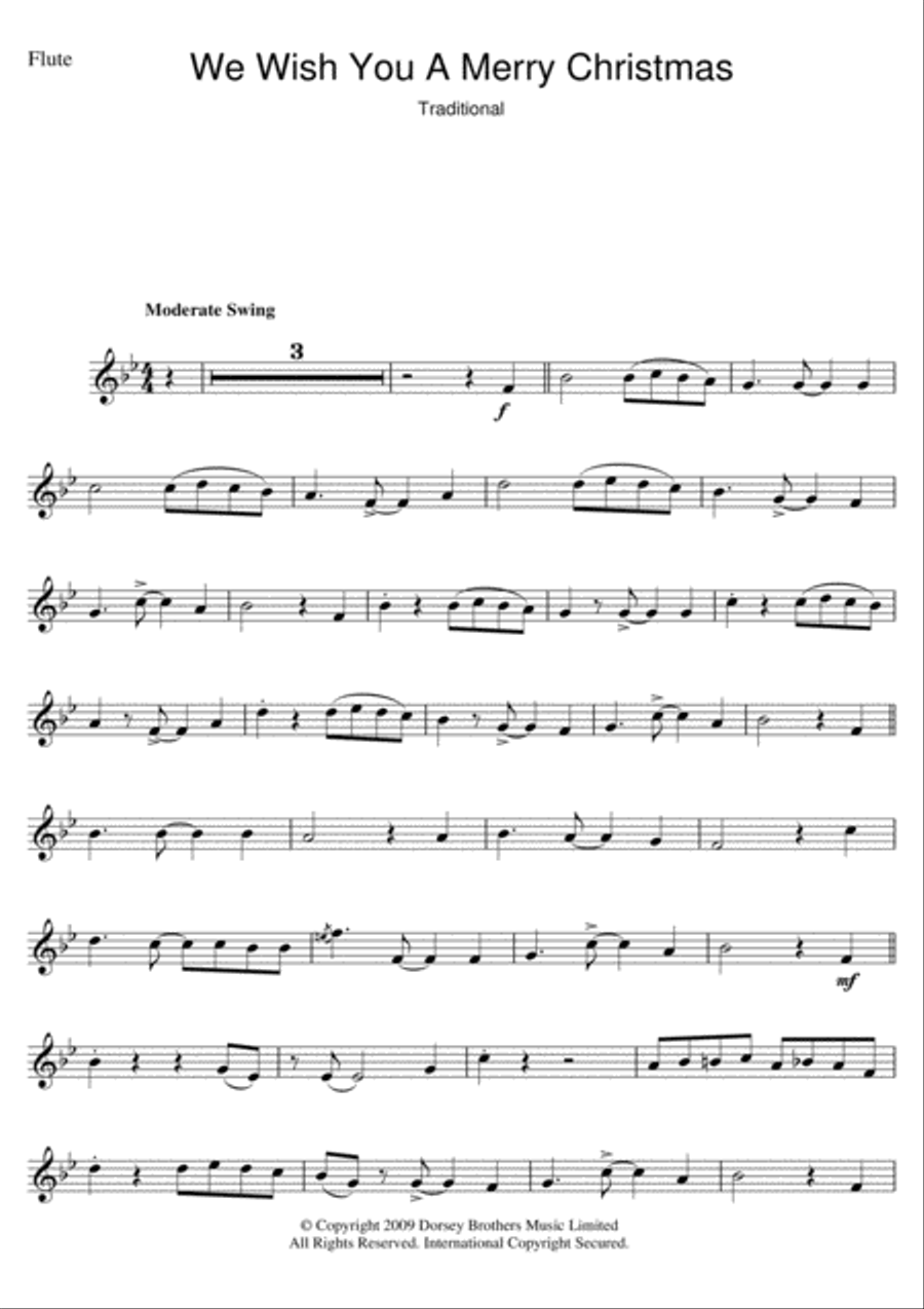 We Wish You A Merry Christmas Flute Solo scores gallery preview page 1