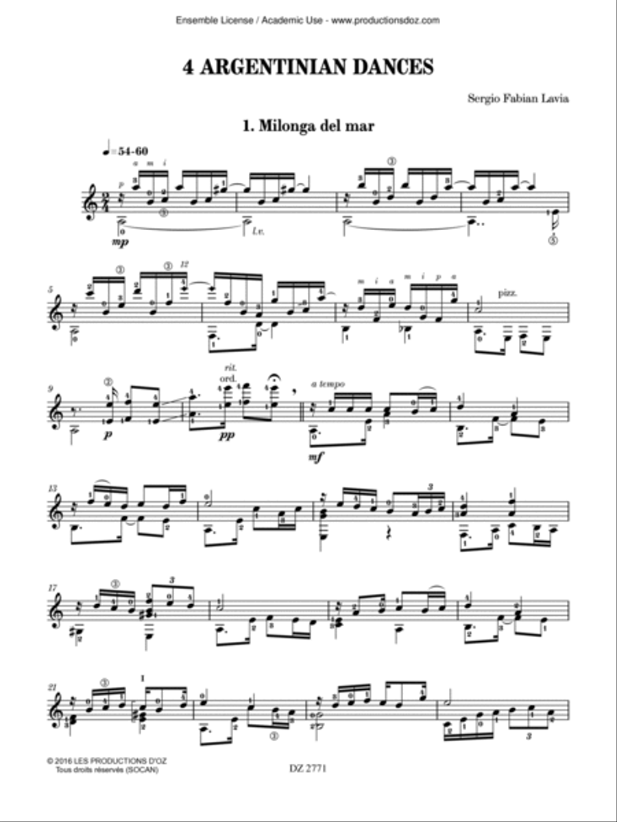 4 Argentinian Dances Classical Guitar scores gallery preview page 3
