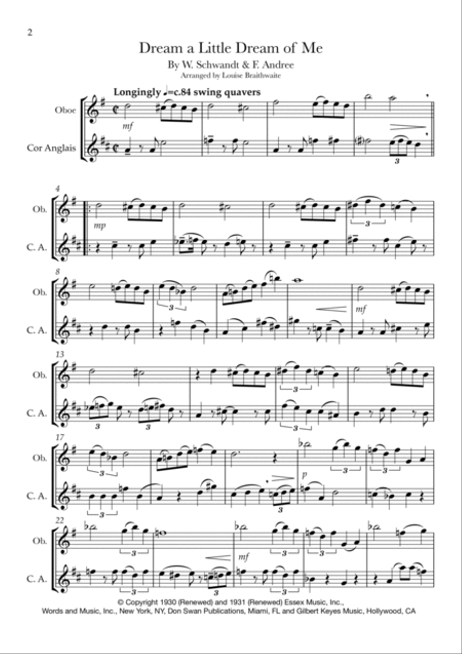 Dream A Little Dream Of Me Woodwind Ensemble scores gallery preview page 2