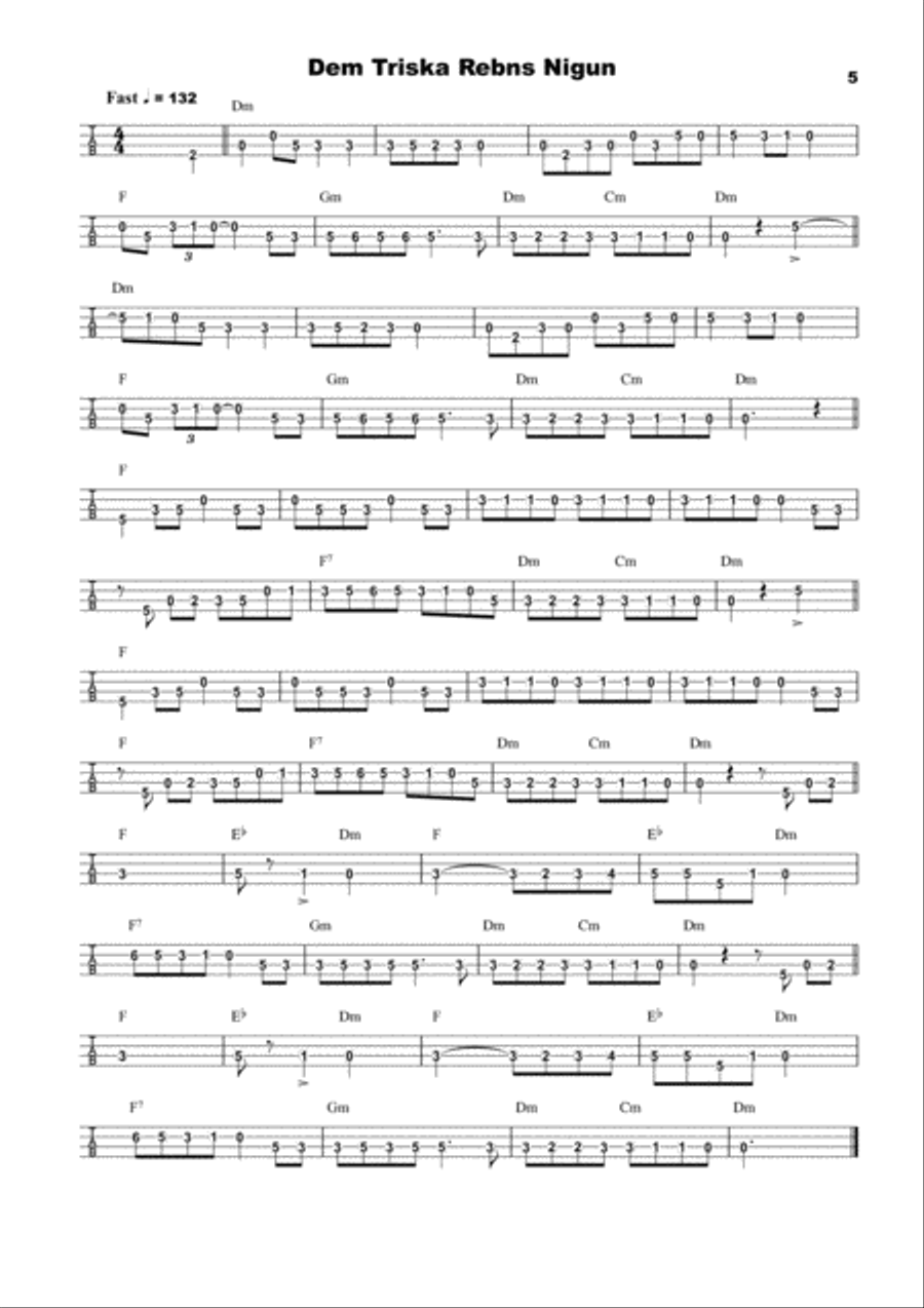 25 Klezmer Tunes, tab for 4 String Banjo in CGDA 4-String Banjo scores gallery preview page 5