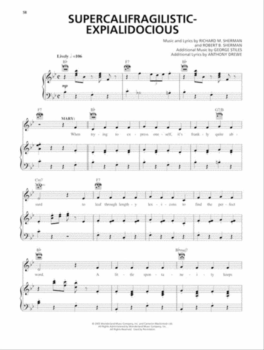 Mary Poppins Piano, Vocal scores gallery preview page 5