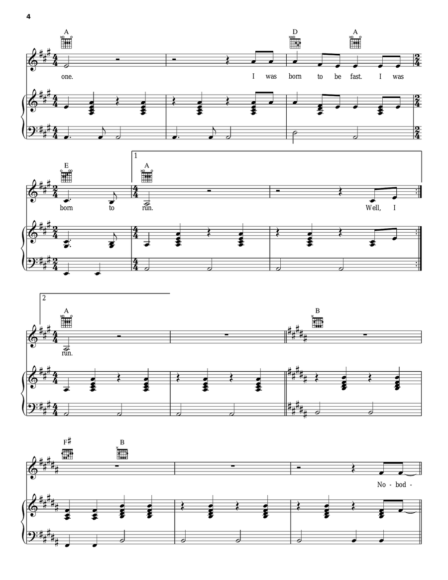 Born To Run Born To Run Piano, Vocal, Guitar scores gallery preview page 4