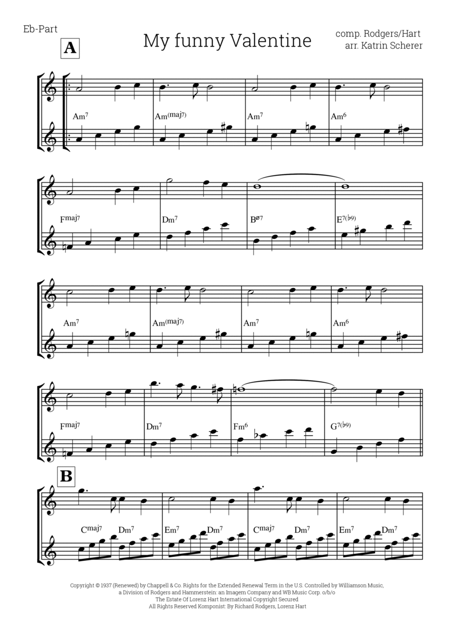 My Funny Valentine Alto Saxophone scores gallery preview page 1