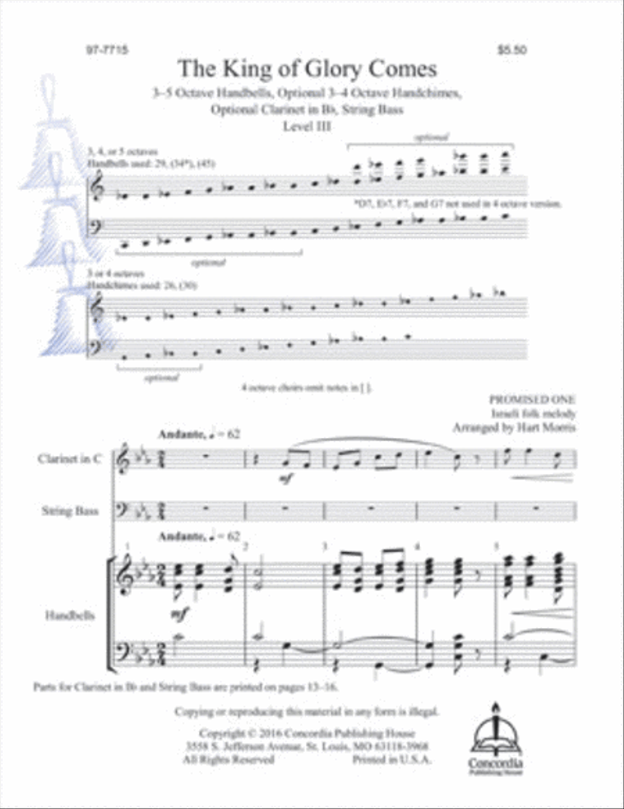 The King of Glory Comes Handbell Choir scores gallery preview page 1