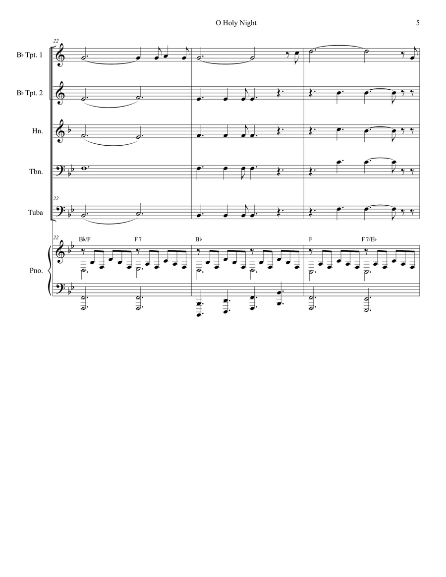 O Holy Night (for Brass Quintet and Piano) O Holy Night (for Brass Quintet and Piano) Brass Ensemble scores gallery preview page 6