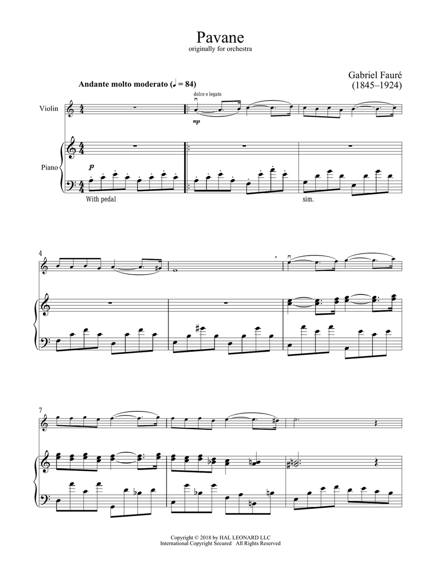 Pavane Violin Solo scores gallery preview page 1