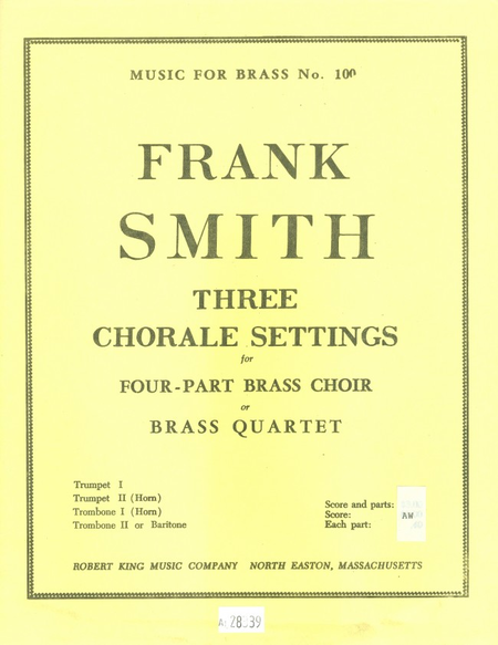 3 Chorale Settings - Brass Quartet