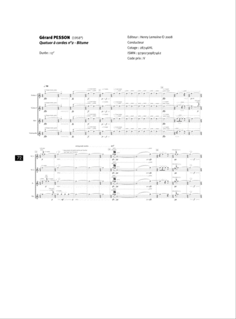 Quatuor a cordes No. 2 Bitume Cello scores gallery preview page 2
