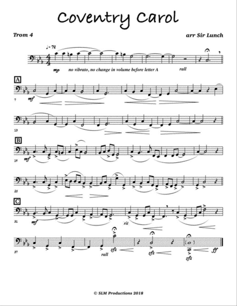 Coventry Carol Coventry Carol Brass Ensemble scores gallery preview page 4