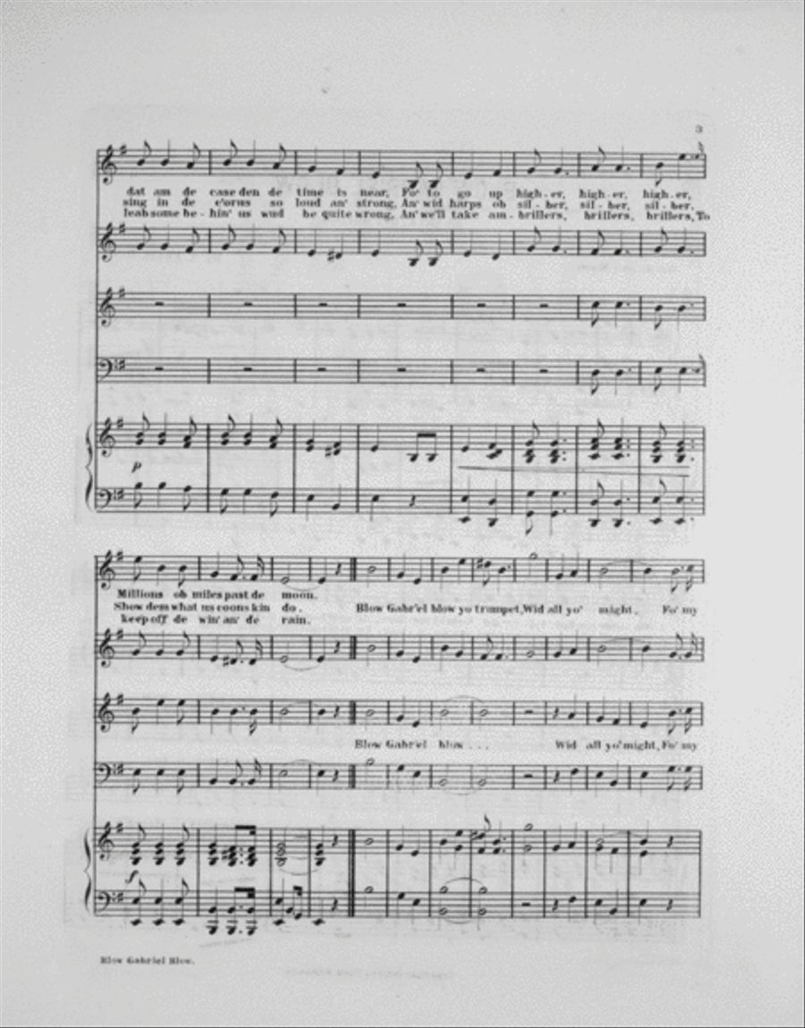 Blow Gabriel Blow. Plantation Song & Chorus 4-Part scores gallery preview page 3
