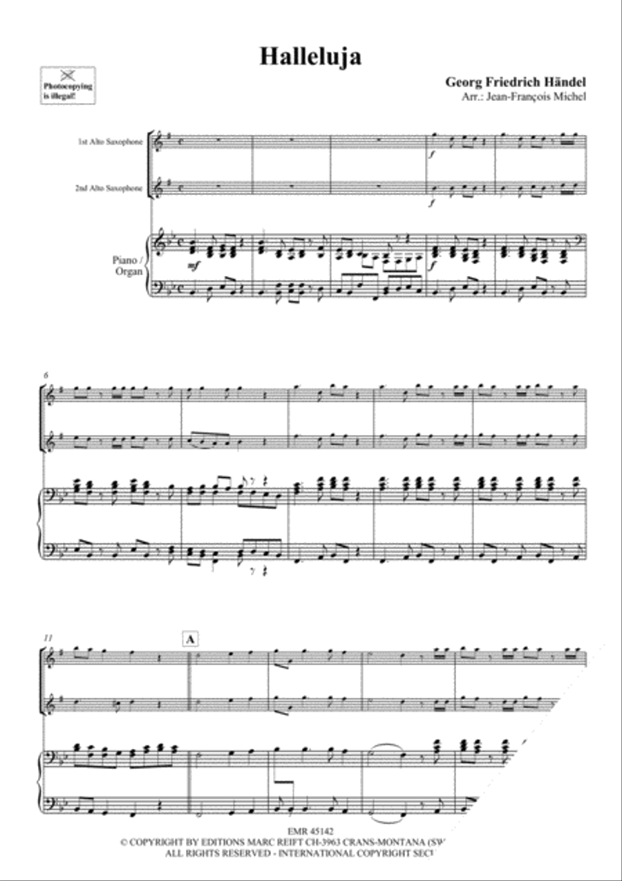 Halleluja (Handel) / Ave Maria (Bach-Gounod) / Trumpet Voluntary (Clarke) Alto Saxophone scores gallery preview page 3