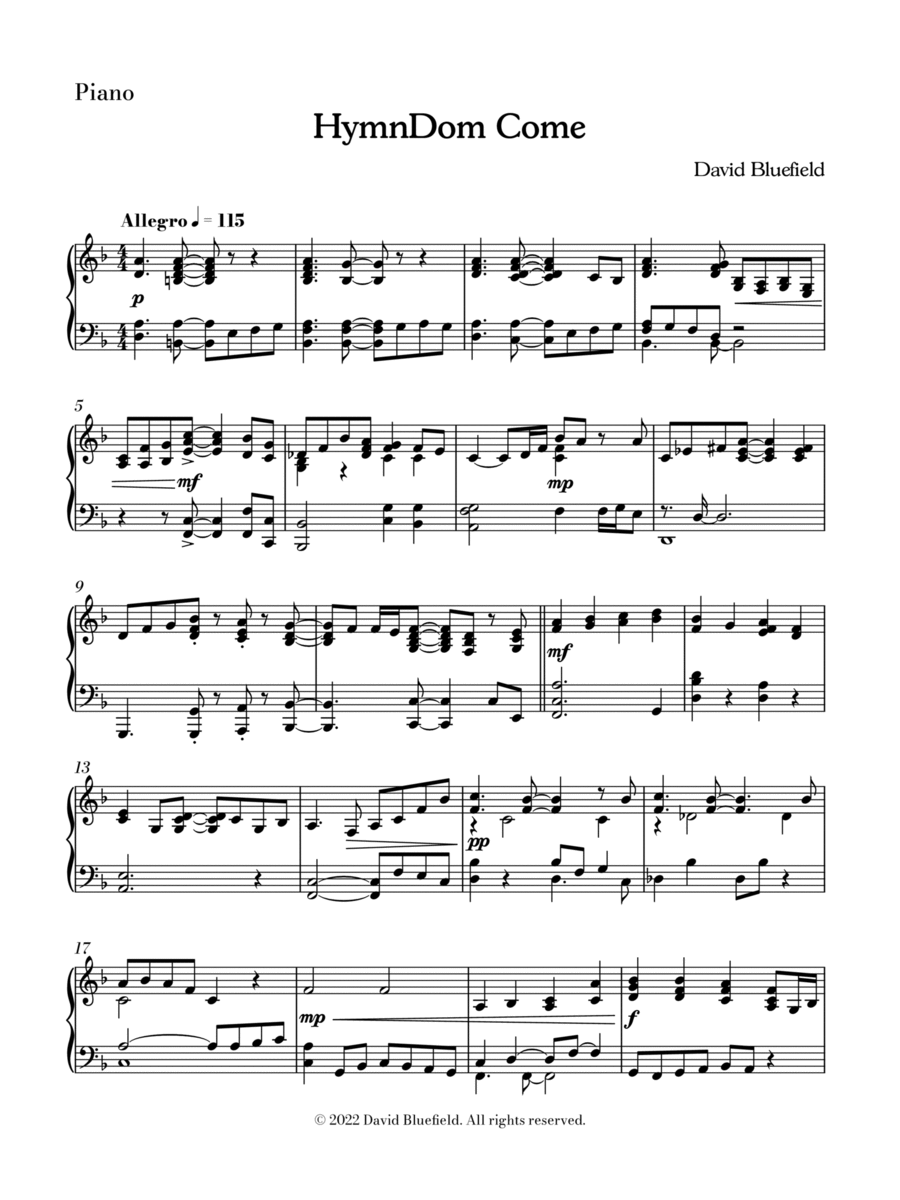 HymnDom Come HymnDom Come Piano Solo scores gallery preview page 1