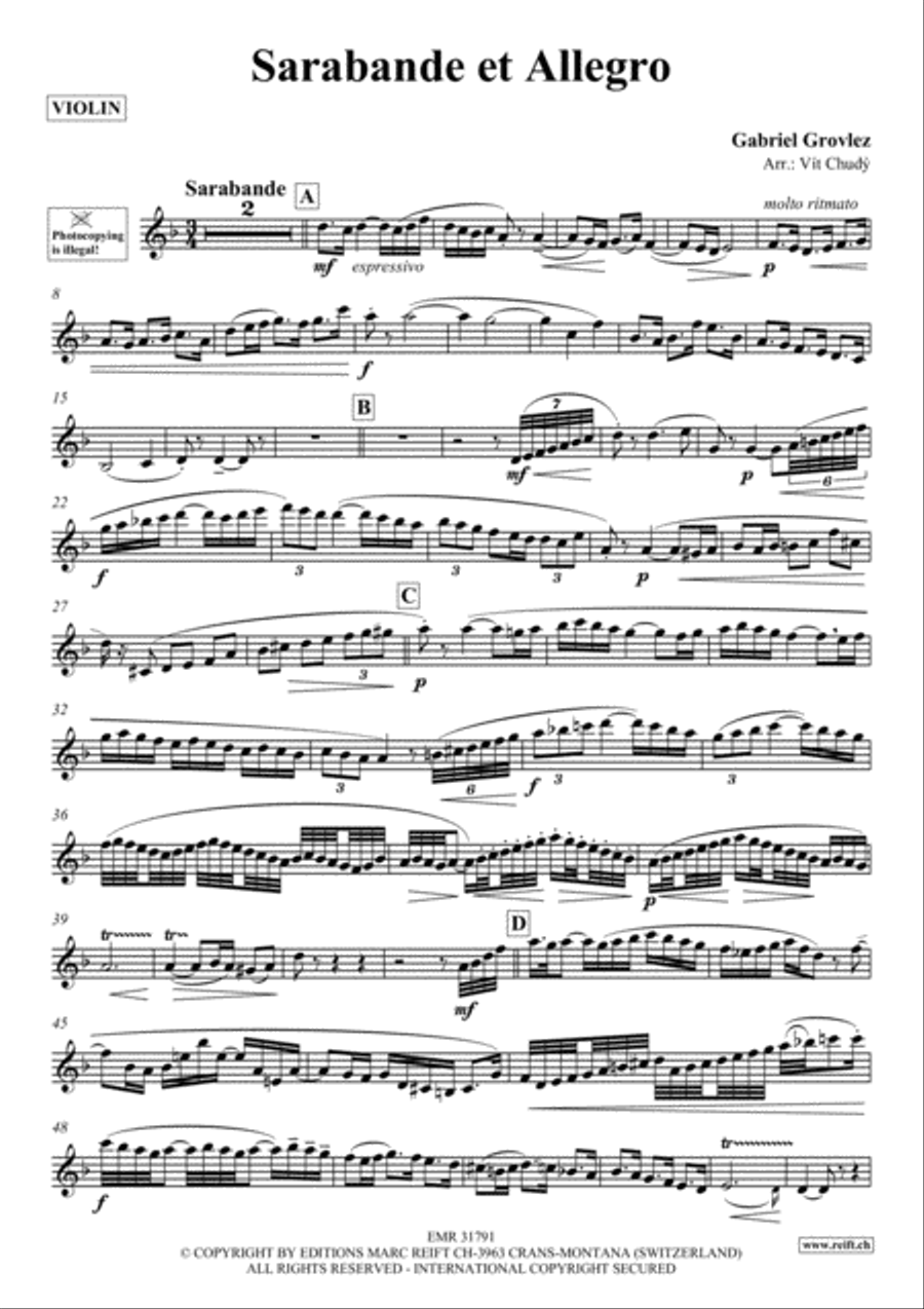 Sarabande et Allegro Sarabande et Allegro Violin Solo scores gallery preview page 2