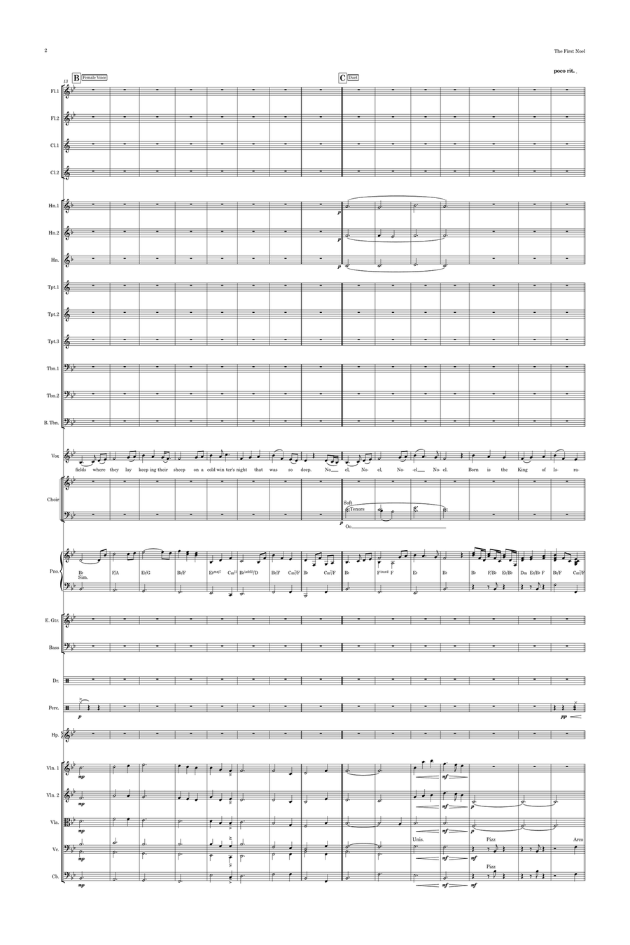 The First Noel (ala Josh Groban) Vocal Duet with Choir and Pops Orchestra Key of Db to Bb Choir scores gallery preview page 2